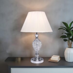 Hannah Luxury Elegant Chrome & Crystal Table Lamp