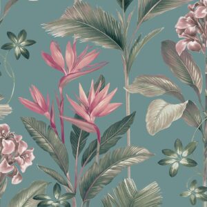 Oliana Teal Wallpaper