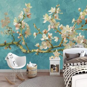 Apricot Blossom Tree Wall Mural Wallpaper 